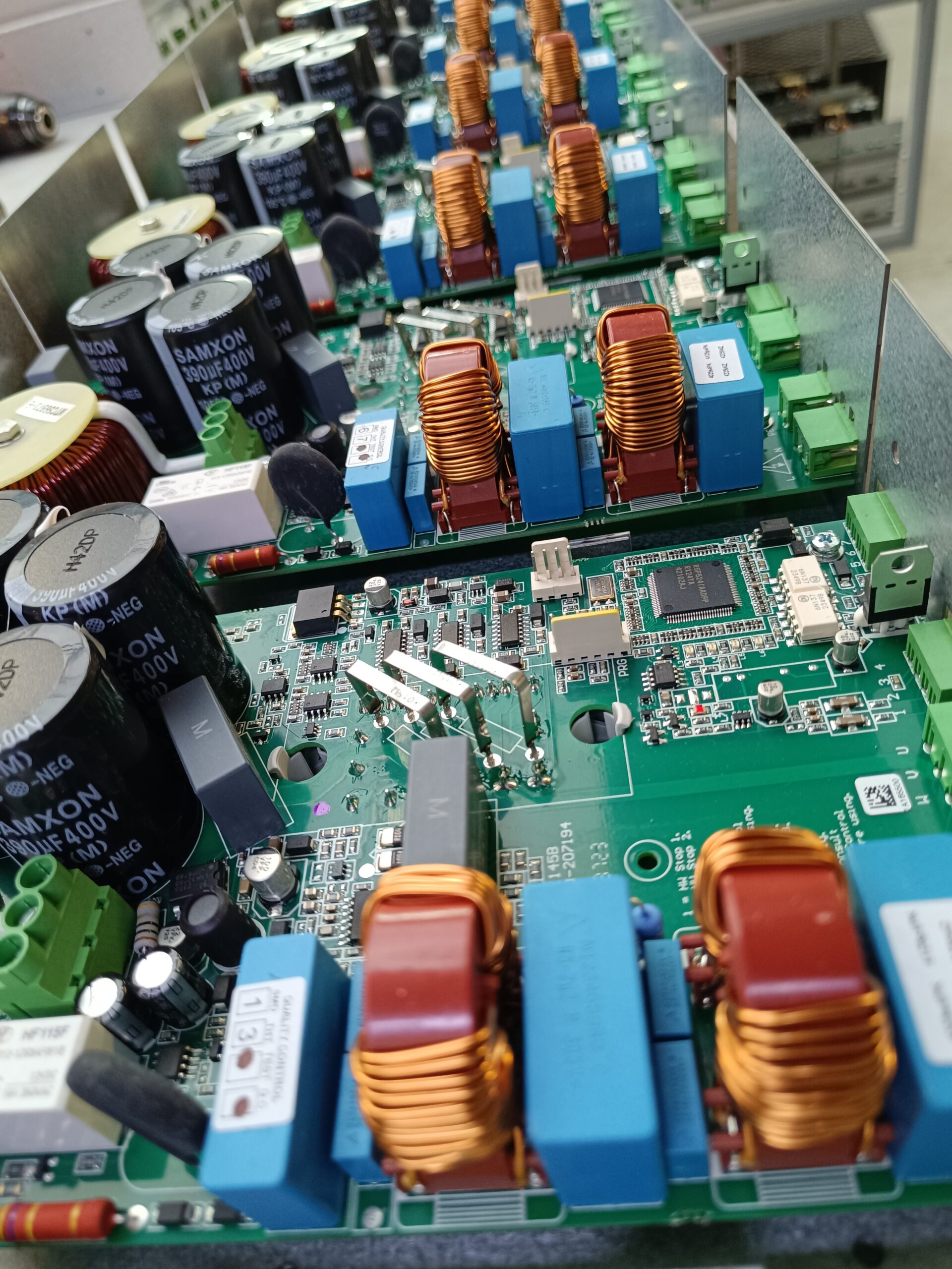 PCB prototype and components during assembly